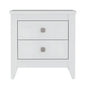 24" White Wood Two Drawer Nightstand
