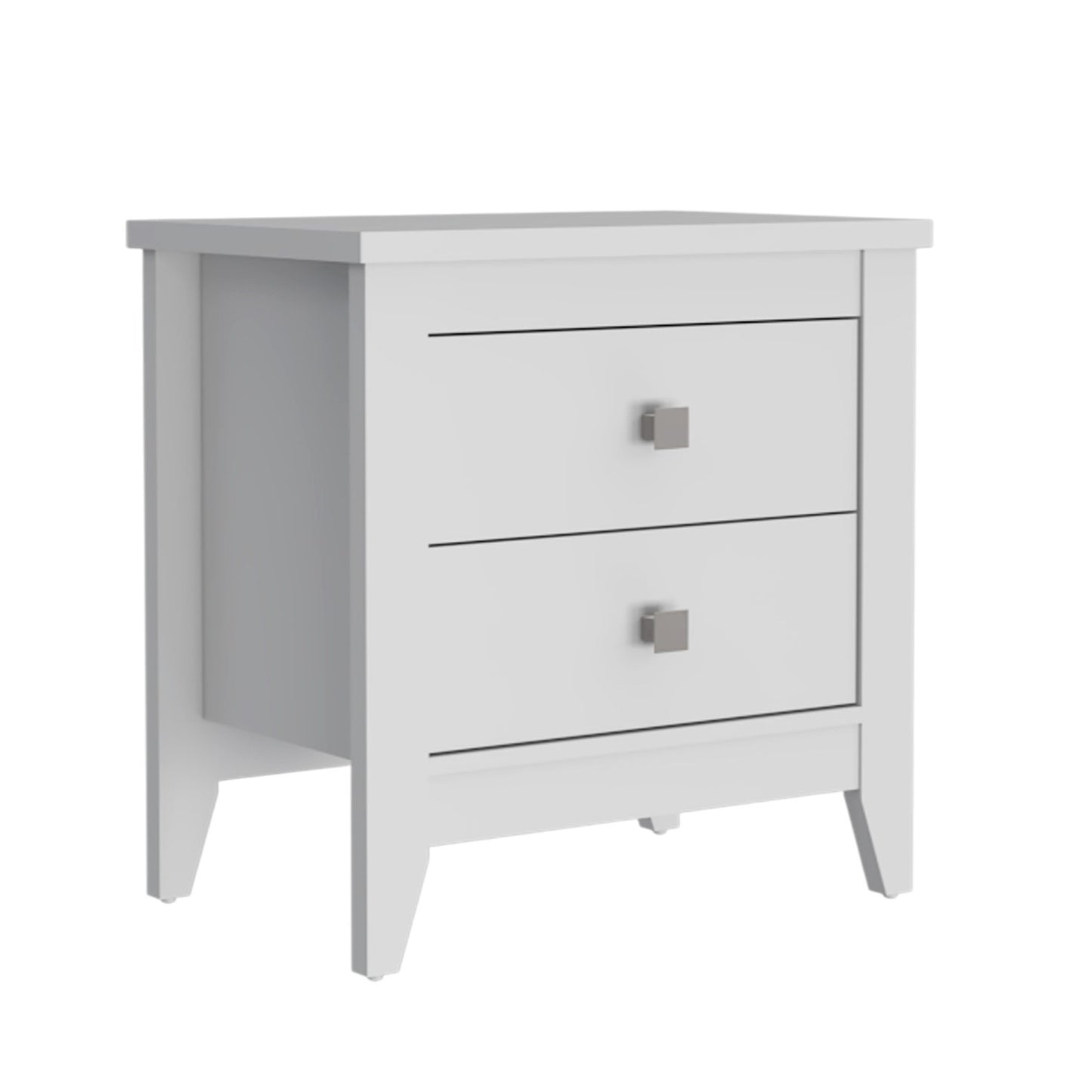 24" White Two Drawer Faux Wood Nightstand