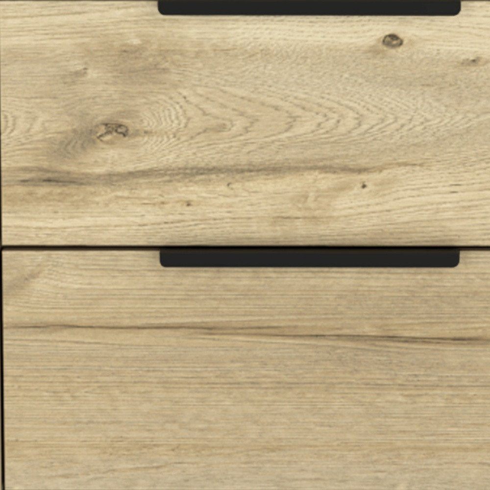 22" Oak Wood Two Drawer Nightstand