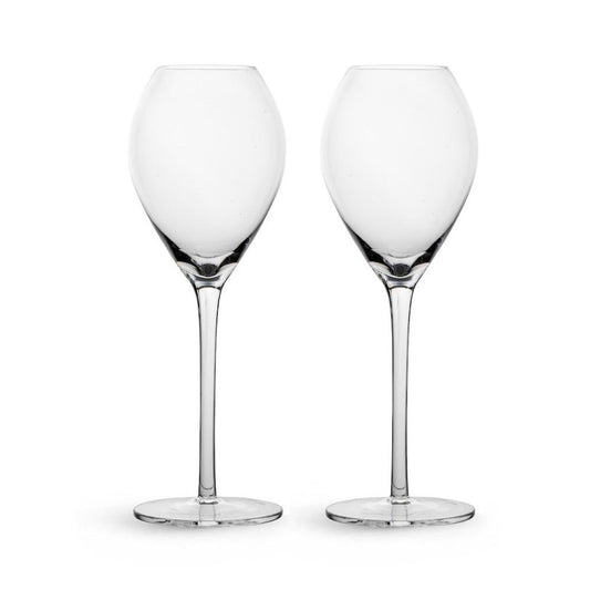 Set of Two Clear Crystal Glass Tuliped Bowl Stemmed Champagne Glass