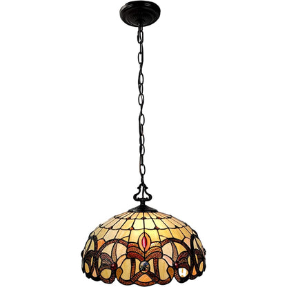 16" Tiffany Style Stained Glass Two Light Glass Dimmable Ceiling Light