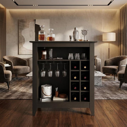 Black Bar Cart With Wine Storage