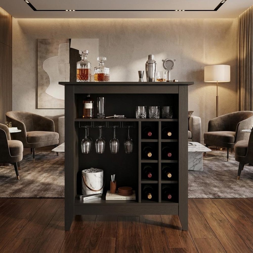 Black Bar Cart With Wine Storage