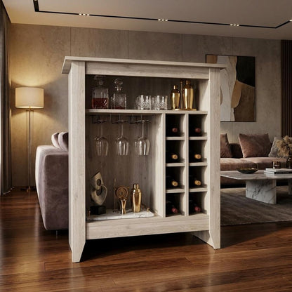 Light Gray Bar Cart With Wine Storage
