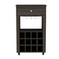 Espresso Rolling Bar Cart With Wine Storage