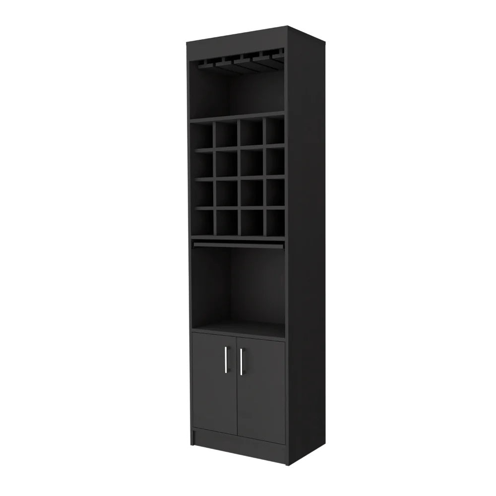 24" Black Bar Cabinet With Eighteen Shelves