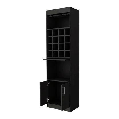 24" Black Bar Cabinet With Eighteen Shelves