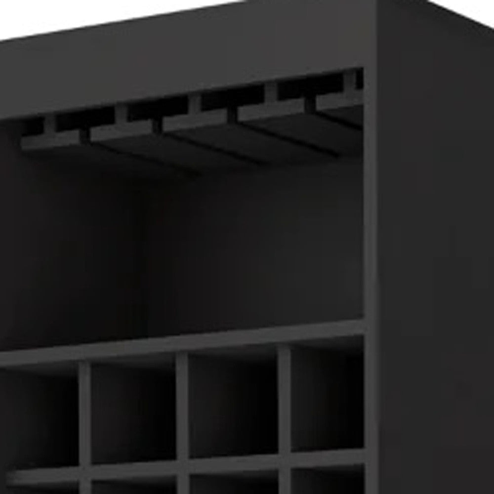 24" Black Bar Cabinet With Eighteen Shelves