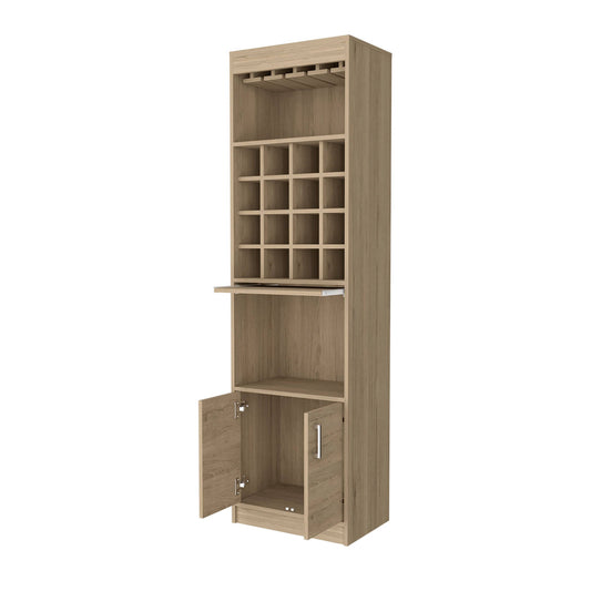 24" Natural Bar Cabinet With Eighteen Shelves