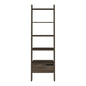 70" Brown Five Tier Ladder Bookcase with A Drawer