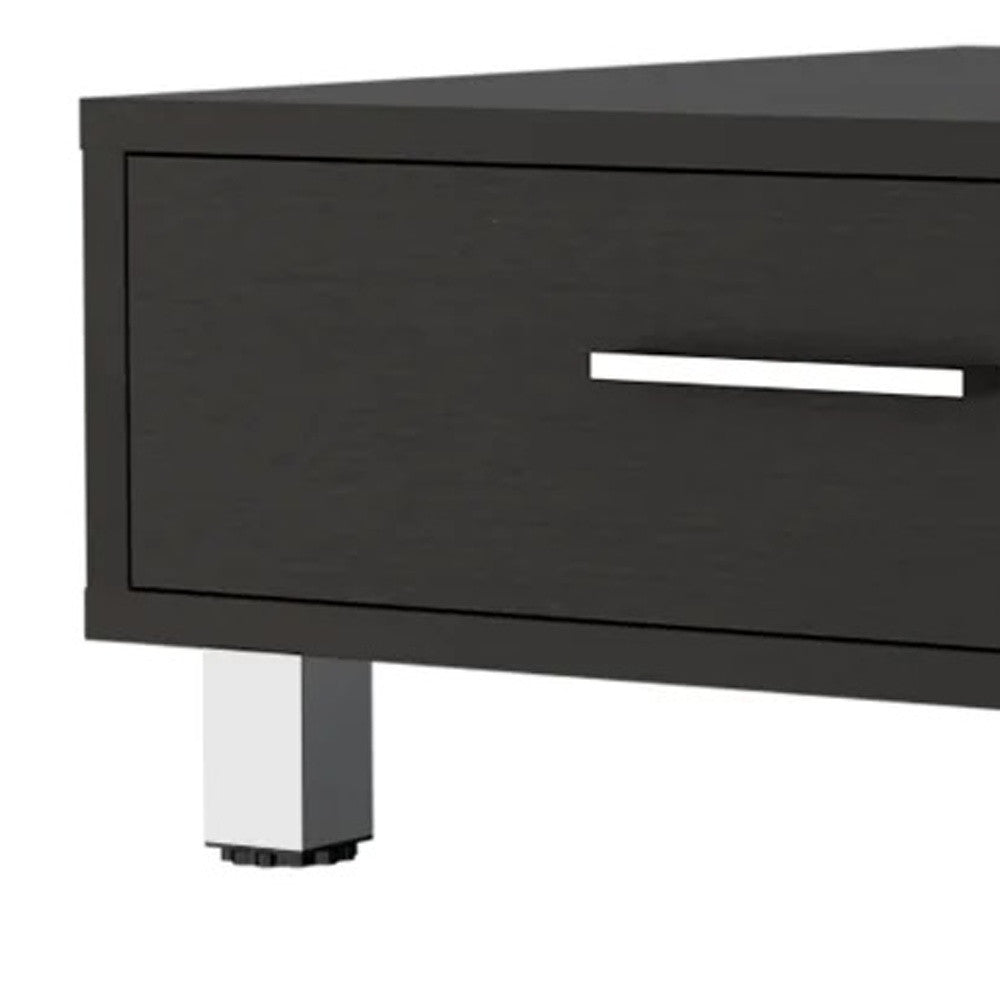 24" Black Coffee Table With Drawer