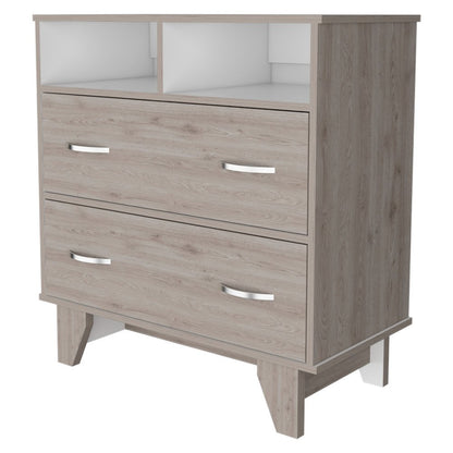 32" Light Gray Wood Two Drawer Dresser