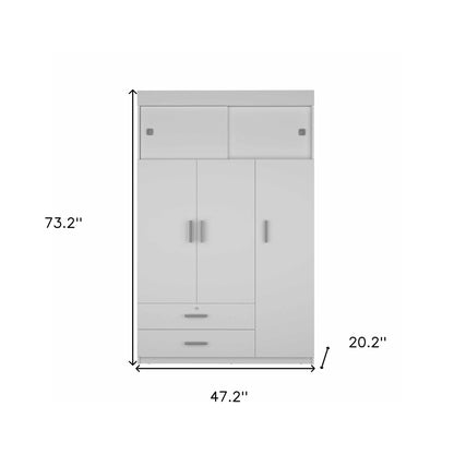 47" White Two Drawer Combo Dresser