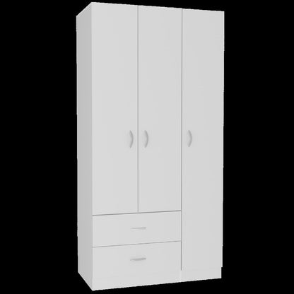 71" White Wood Three Door Two Drawer Combo Dresser
