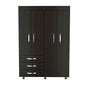 68" Black Wood Four Door Three Drawer Combo Dresser