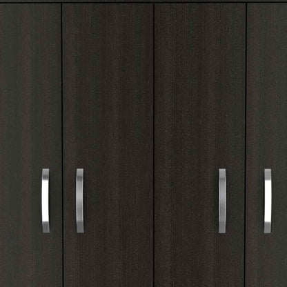 68" Black Wood Four Door Three Drawer Combo Dresser