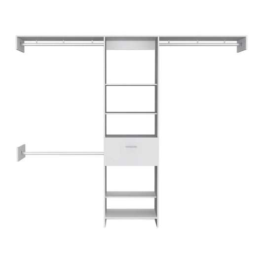 98" White Multi-Tier Wood Closet System