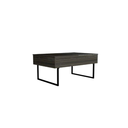 39" Espresso And Black Metal Lift Top Coffee Table With Drawer