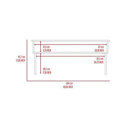 41" Dark Brown and Black Wood and Metal Lift Top Coffee Table