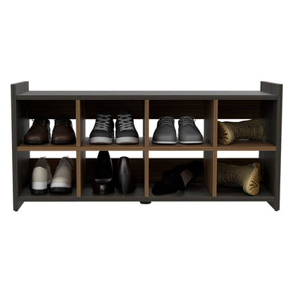 Modern Espresso and Mahogany Eight Pair Shoe Rack Storage Unit