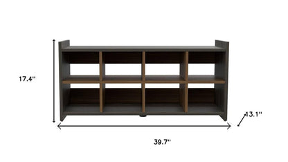 Dark Brown Ten Pair WoodShoe Rack