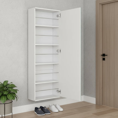 White Ten Pair Wall Mounted WoodShoe Rack