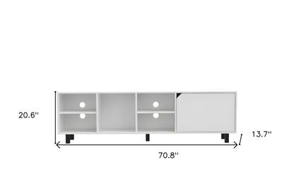 71" White Particle Board Open Shelving TV Stand