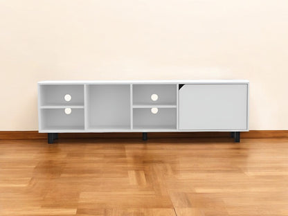 71" White Particle Board Open Shelving TV Stand