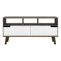 54" Brown And White Particle Board Open Shelving TV Stand