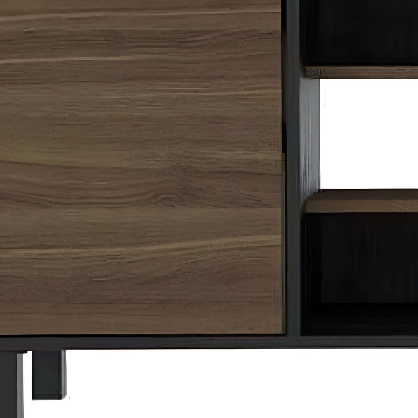 59" Brown And Black Particle Board Open Shelving TV Stand