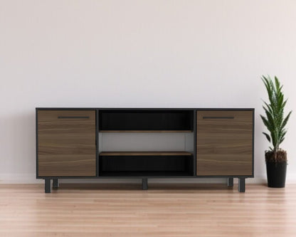 59" Black And Brown Wood TV Stand