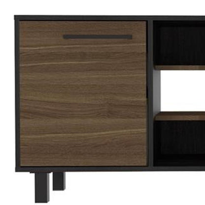 59" Black And Brown Wood TV Stand