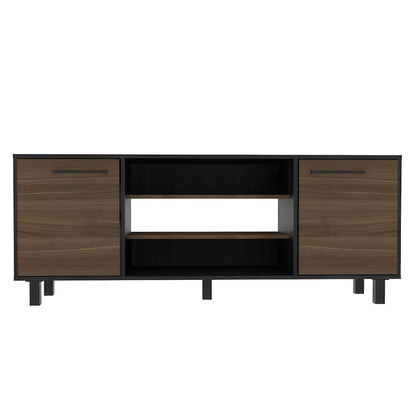 59" Black And Brown Wood TV Stand