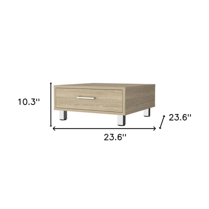 24" Beige And Light Gray Coffee Table With Drawer