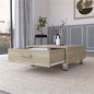 24" Beige And Light Gray Coffee Table With Drawer