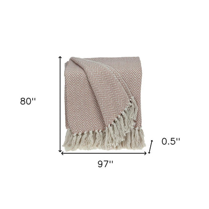 Pink Woven Cotton Solid Color Reversable Throw