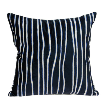 20" Blue and White Cotton Throw Pillow