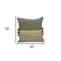 20" Green and Yellow Cotton Throw Pillow With Tassels