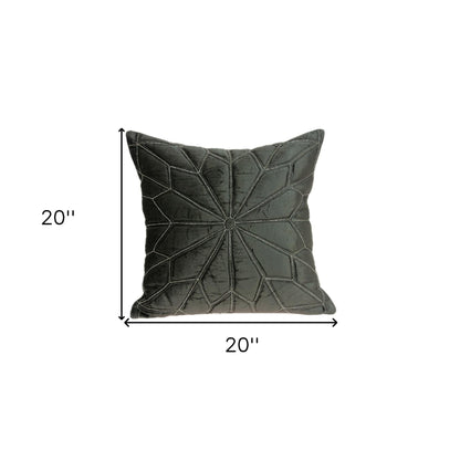 20" Gray Cotton Blend Throw Pillow