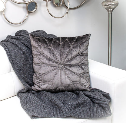 20" Gray Cotton Blend Throw Pillow