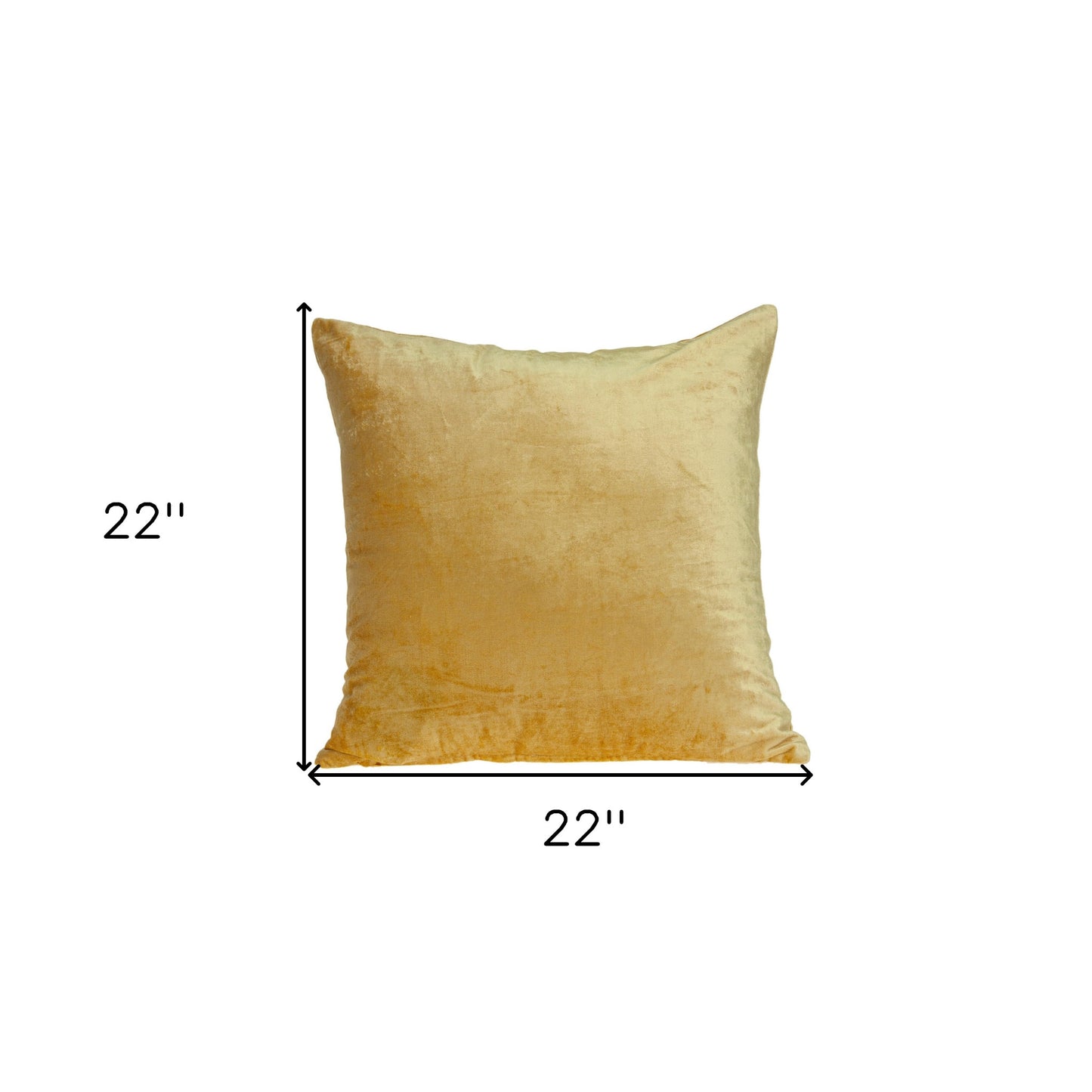 22" Yellow Cotton Blend Throw Pillow