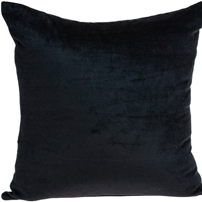 22" Black Cotton Blend Throw Pillow