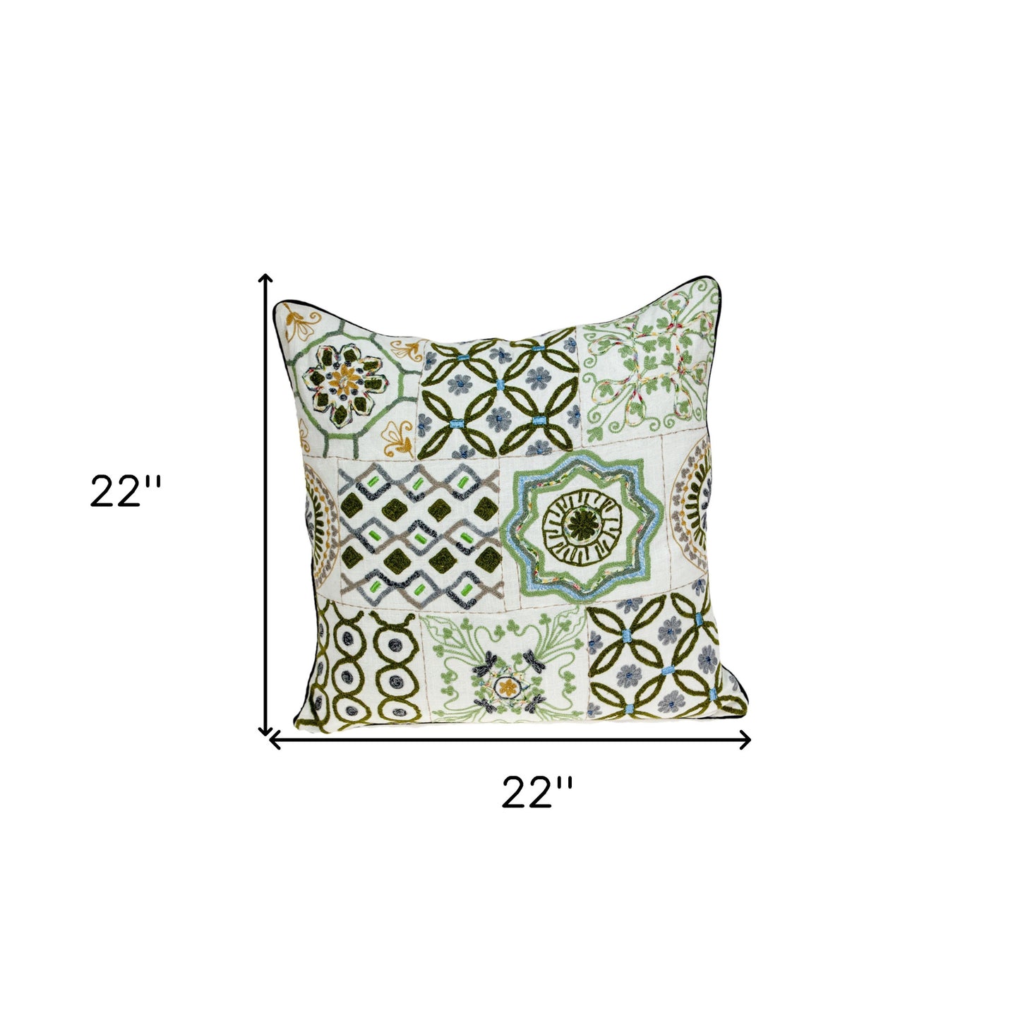 22" Off White Cotton Throw Pillow