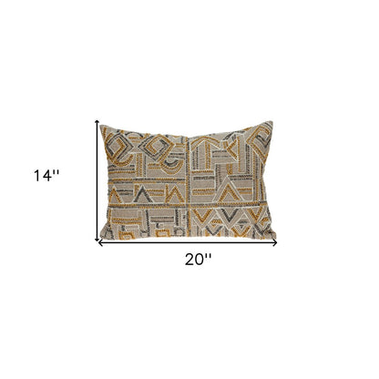 14" X 20" Beige Cotton Throw Pillow