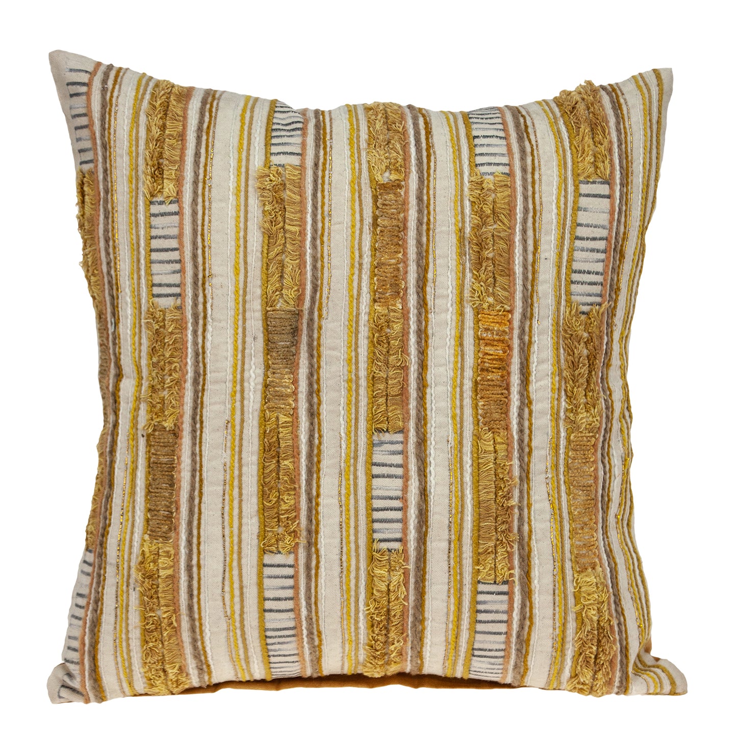 18" Beige Cotton Throw Pillow