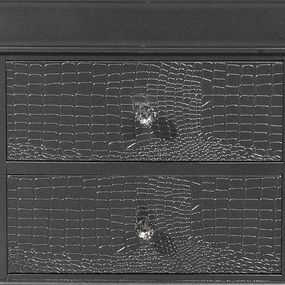 24" Gray Wood Shagreen Two Drawer Nightstand