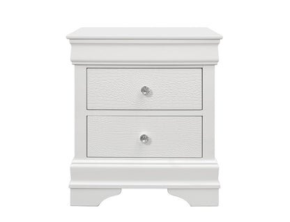 24" White Wood Shagreen Two Drawer Nightstand