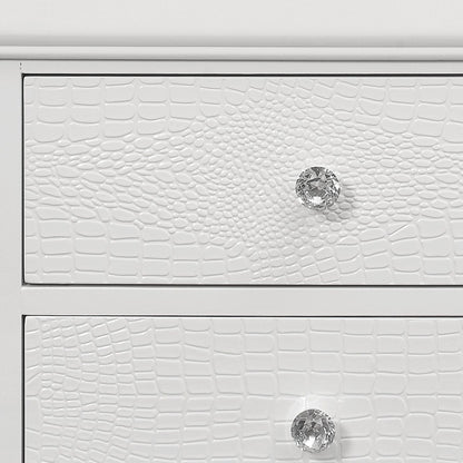 24" White Shagreen Two Drawer Solid Wood Nightstand