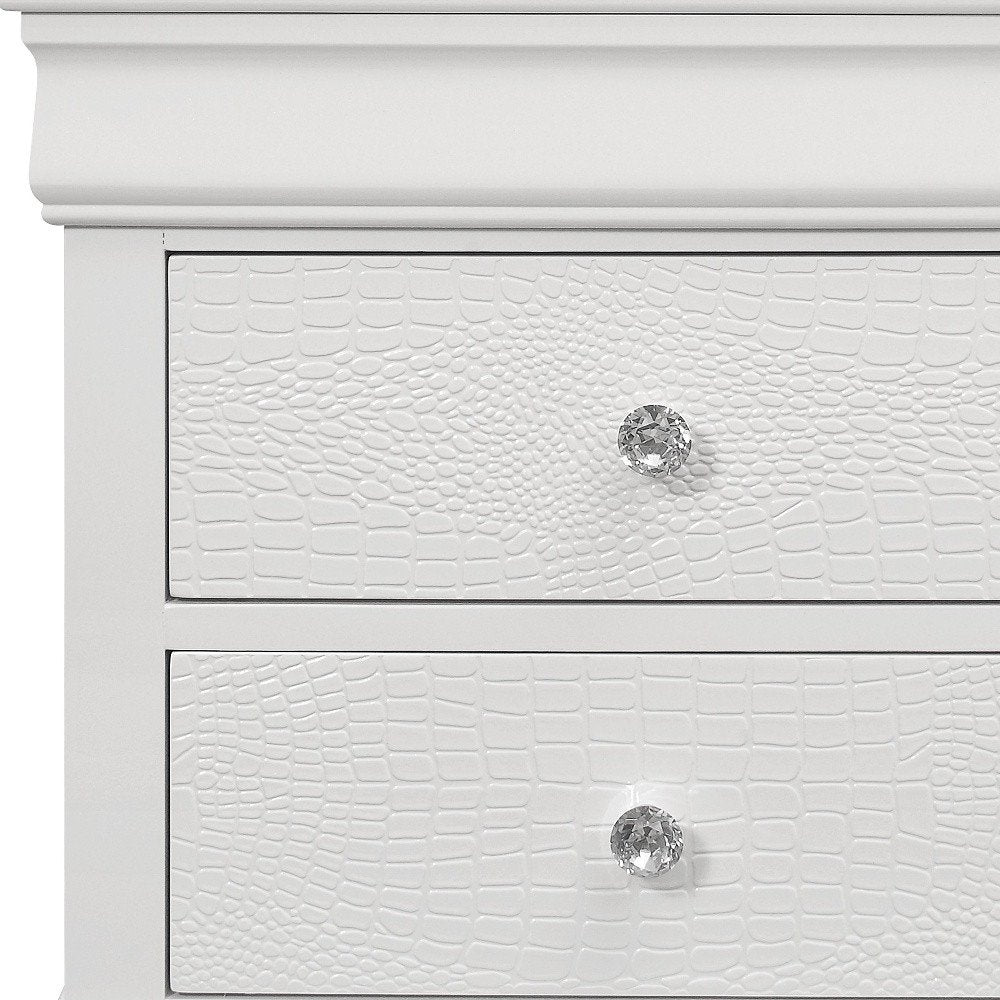24" White Wood Shagreen Two Drawer Nightstand