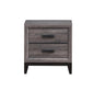 25" Gray Wood Two Drawer Nightstand